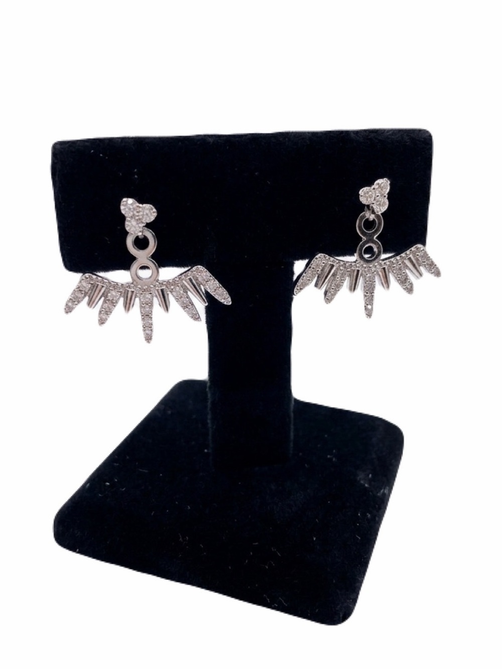 New Bat Winged Sterling Silver Crystal Dangle Stud Earrings